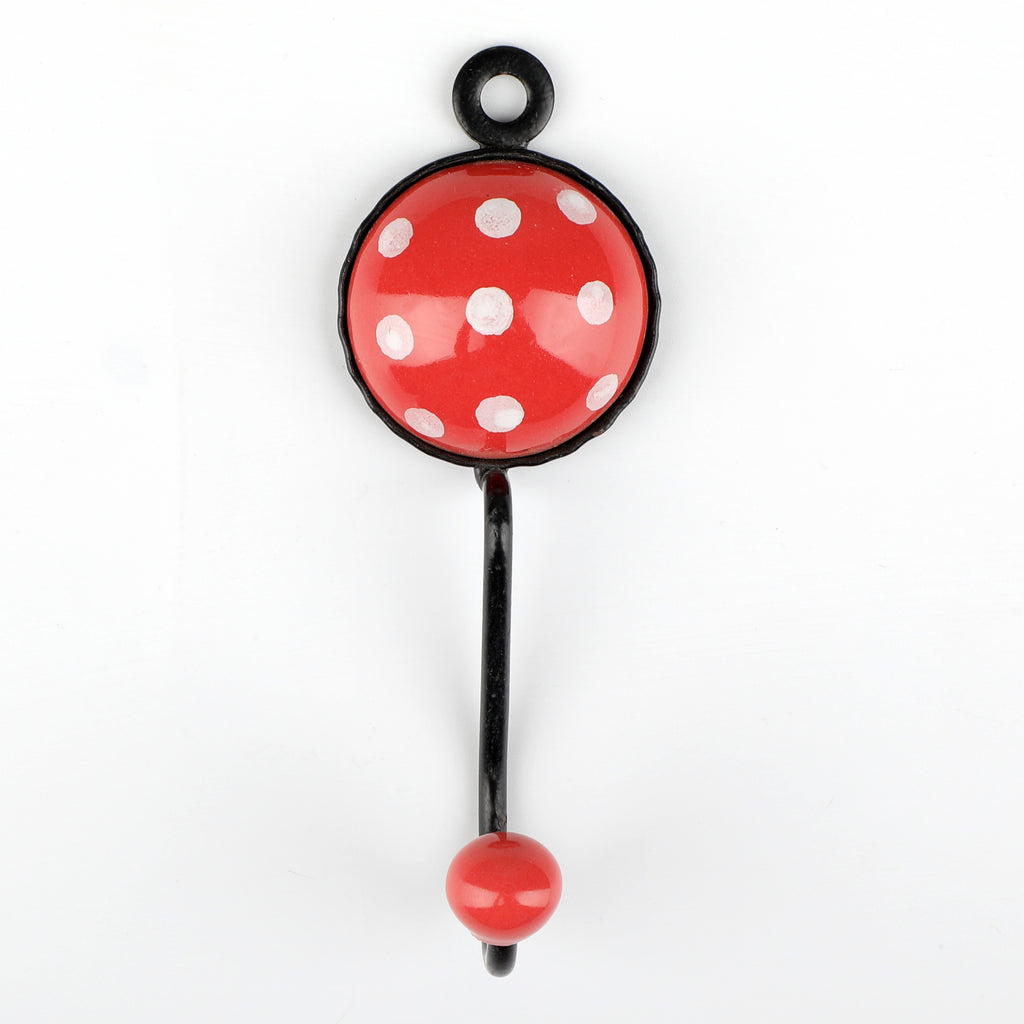 Decokrafts Red Polka Dot Ceramic Wall Hook freeshipping - Decokrafts Store