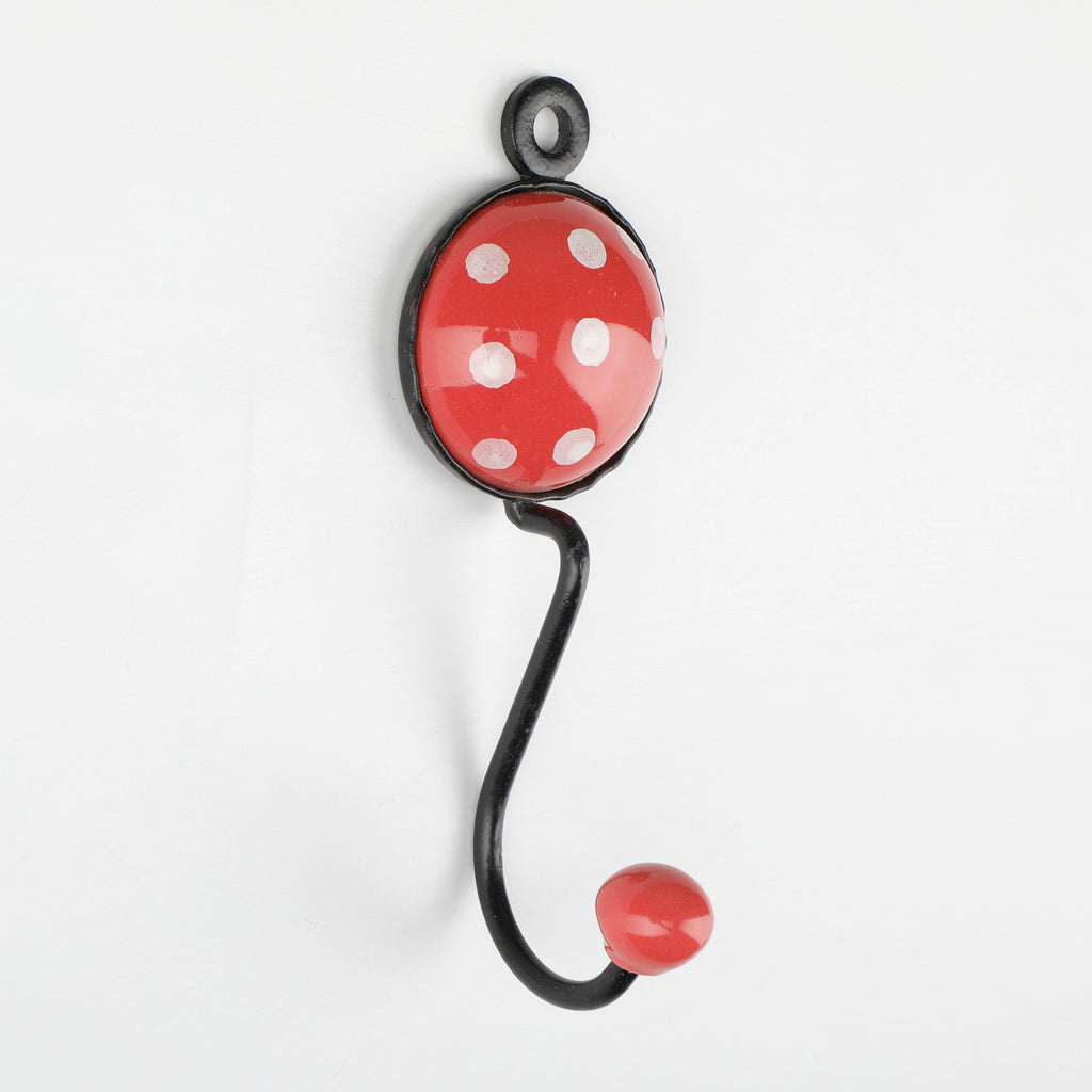 Decokrafts Red Polka Dot Ceramic Wall Hook freeshipping - Decokrafts Store