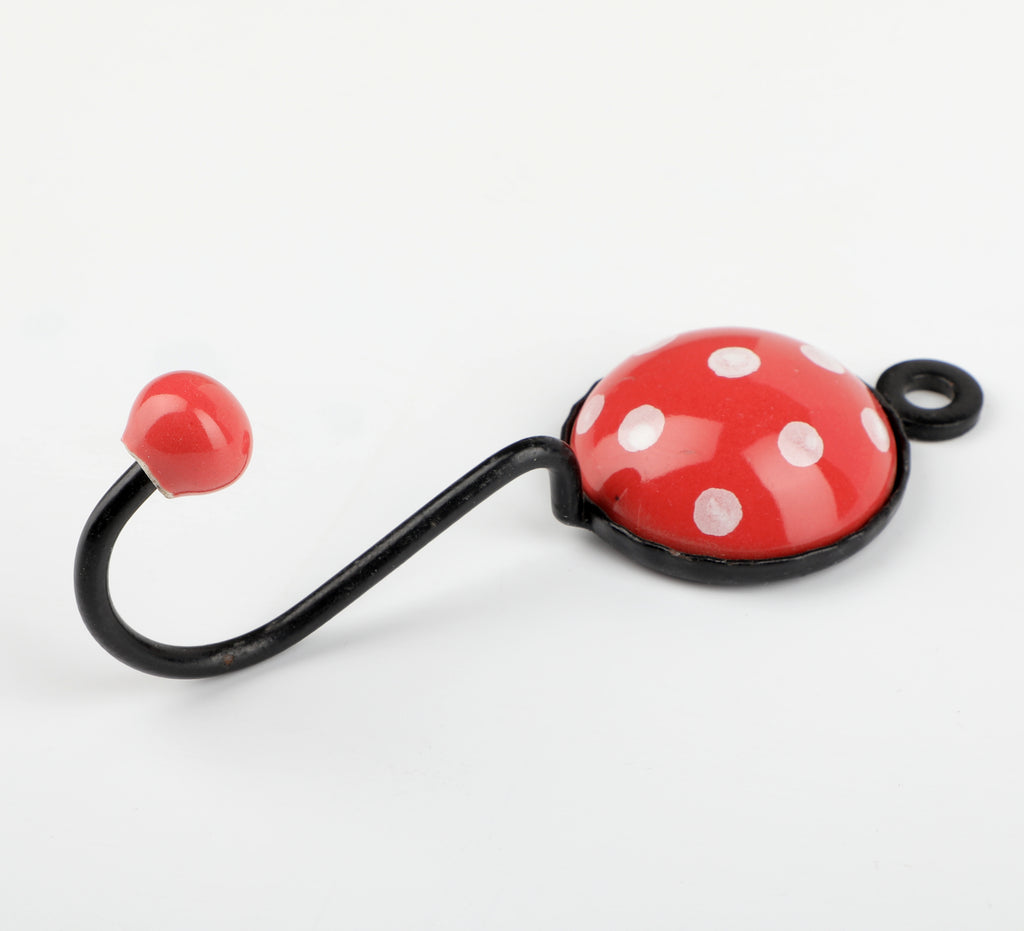 Decokrafts Red Polka Dot Ceramic Wall Hook freeshipping - Decokrafts Store