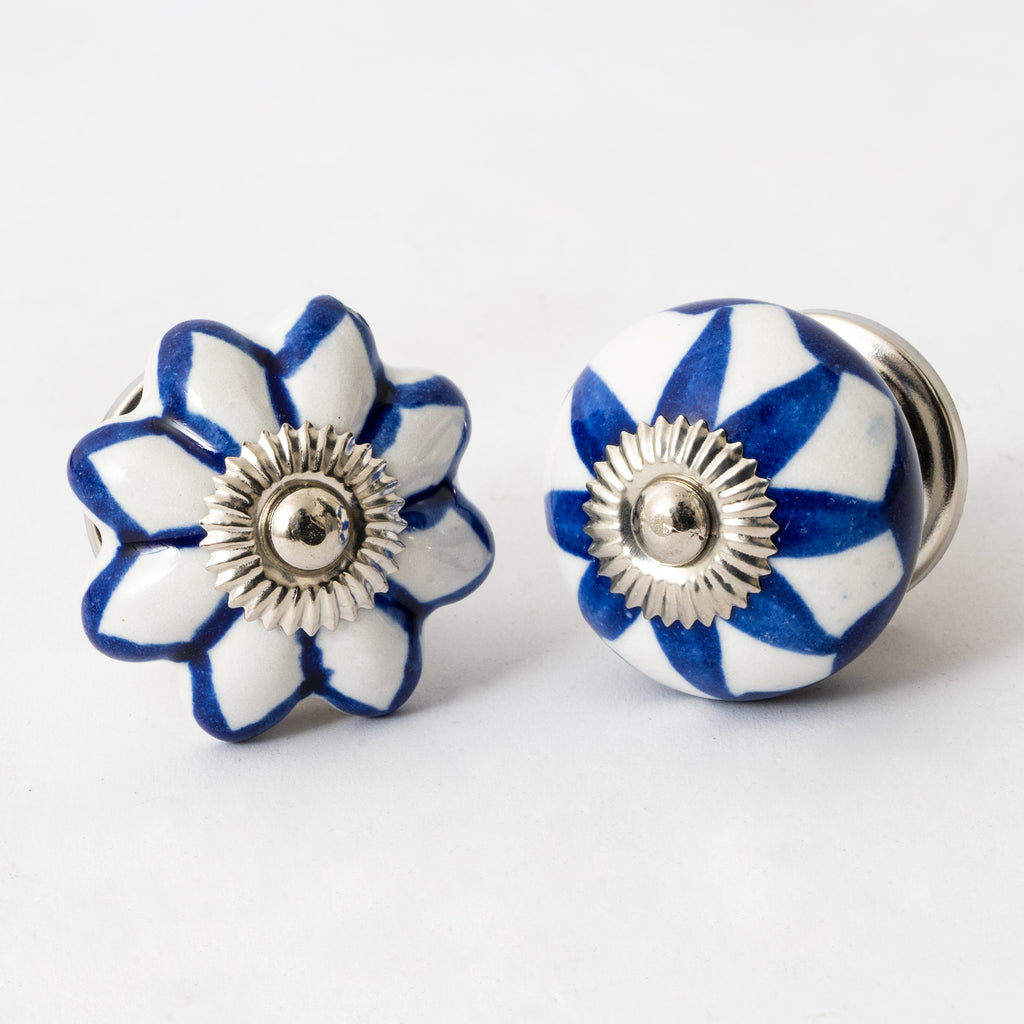 Blue Couple Knobs Round Ceramic knobs