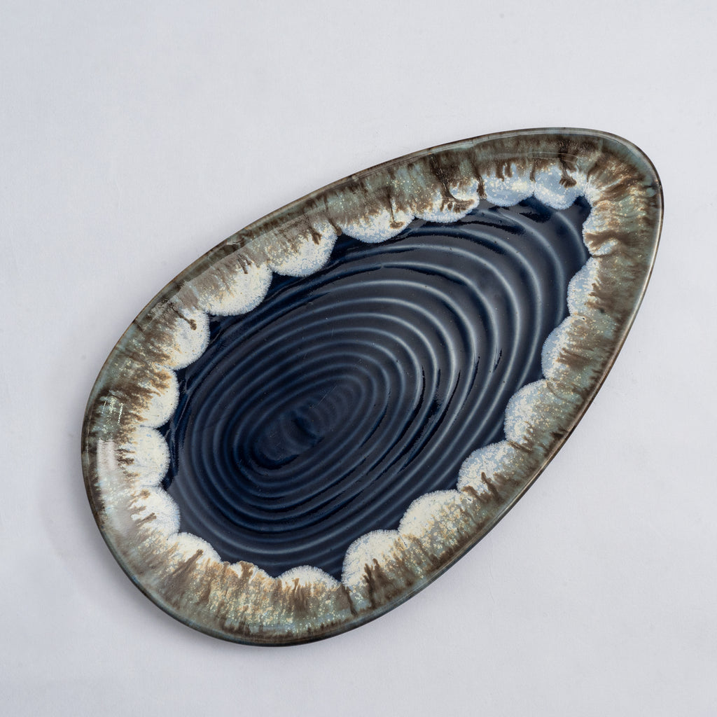 Decokrafts Blue Oyster Snack Oval Platter