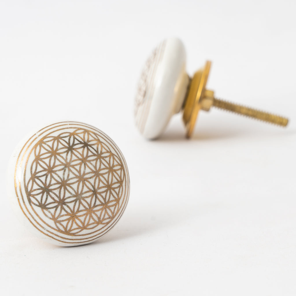 Golden Trap Round Ceramic knobs - Set Of 6