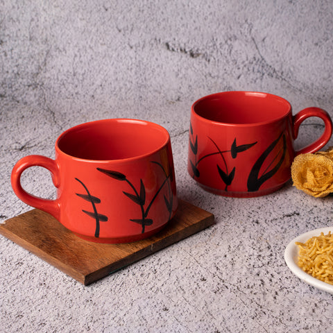 Decokrafts Red Oriental Tea Mugs