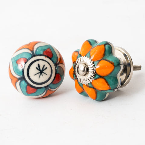 Orange Couple Knobs Round Ceramic knobs