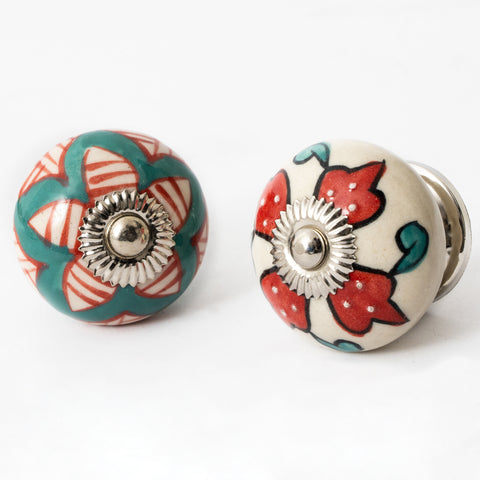 Leaf Couple Knobs Round Ceramic knobs