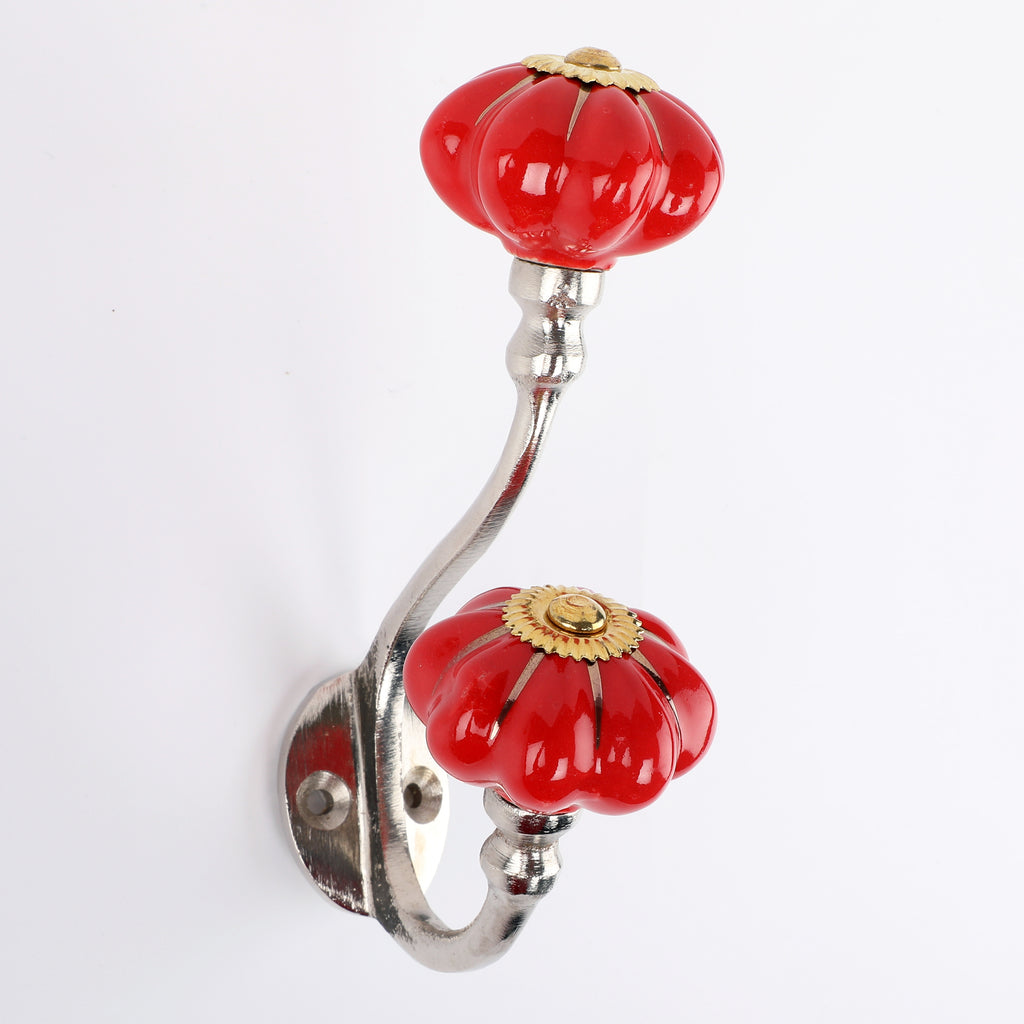 Decokrafts Set of 2 Red Pumpkin Storage Hook for Bathroom Kitchen Wall Hook