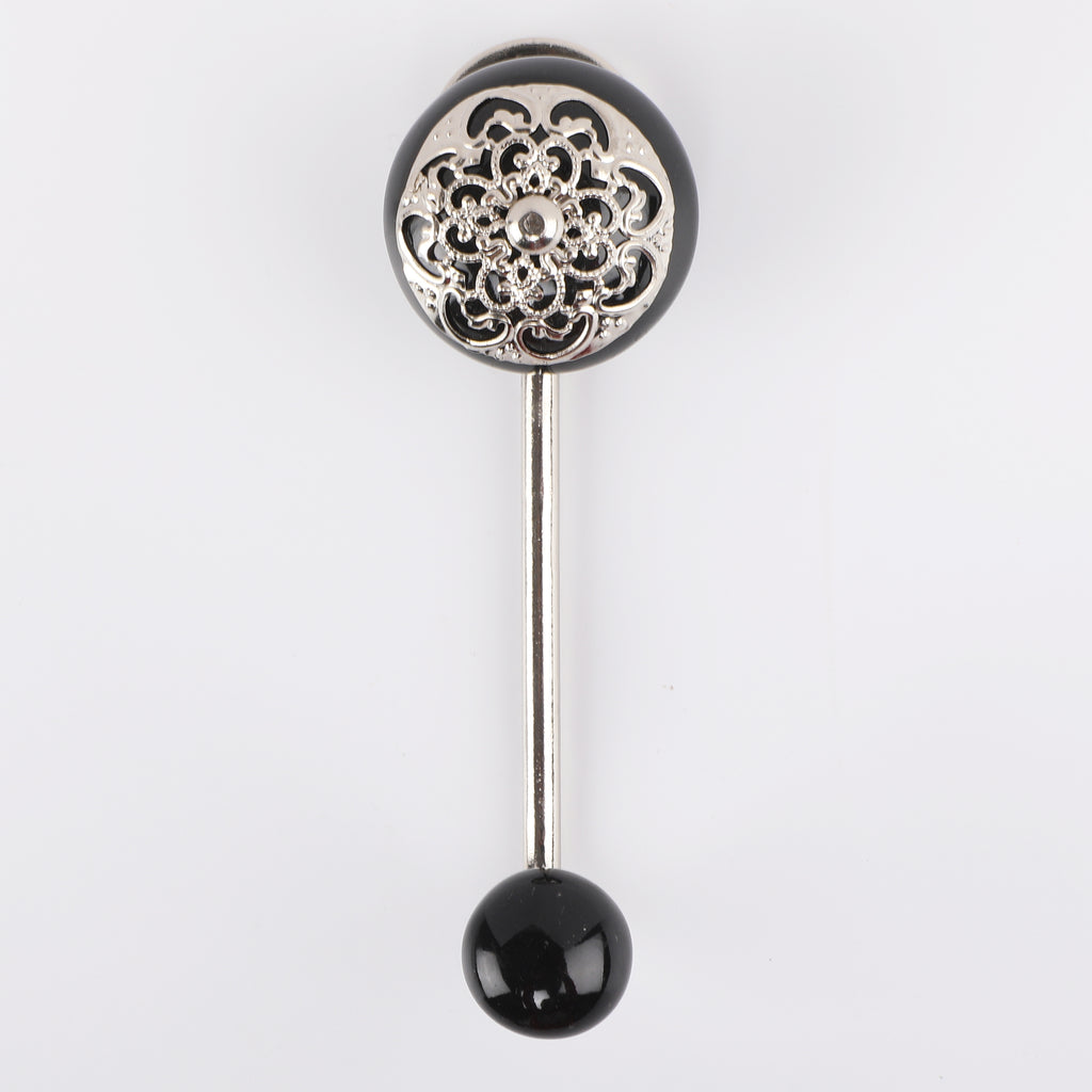 Decokrafts Set of 2 Black and Silver Design Filigree Storage Hook for Bathroom Kitchen Wall Hook