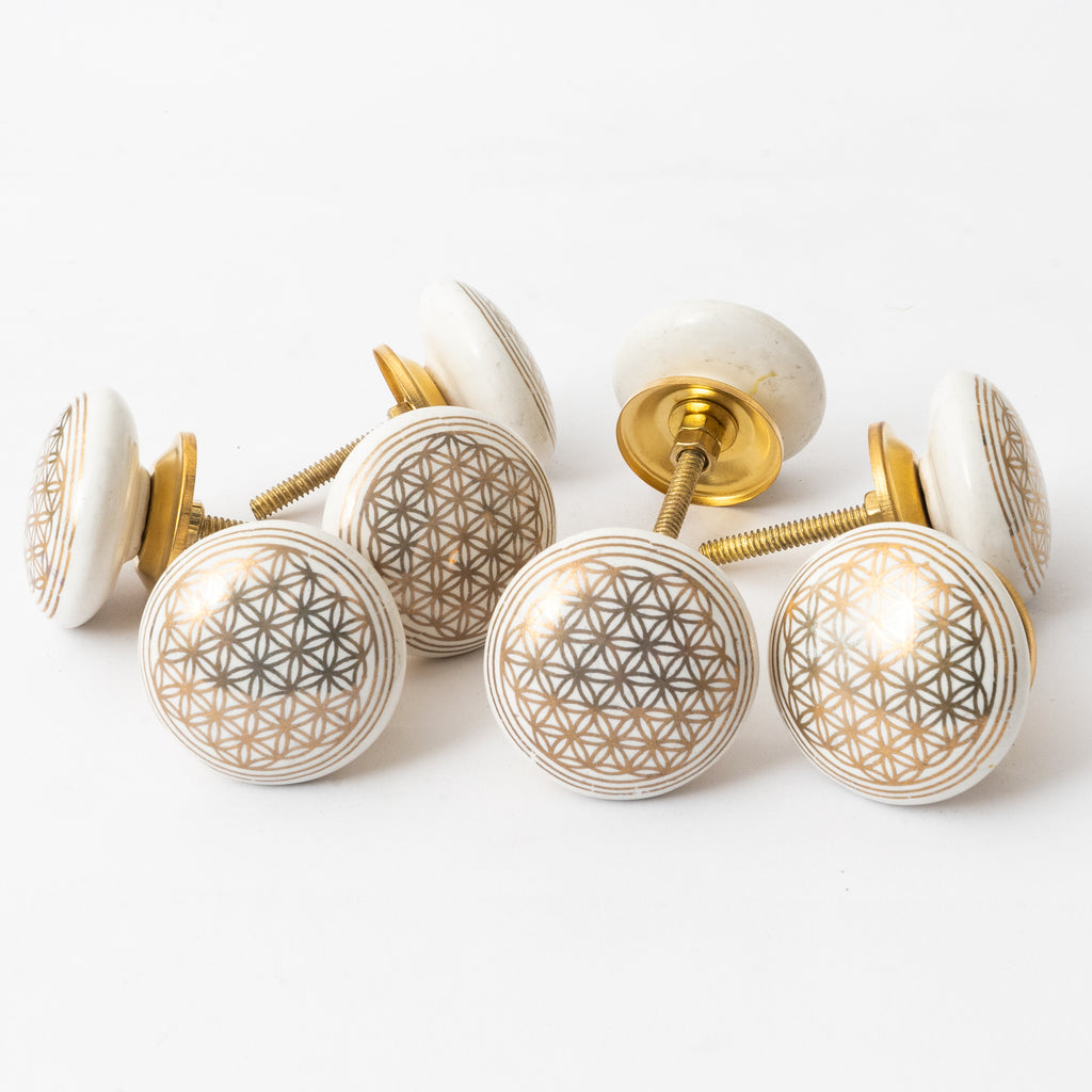 Golden Trap Round Ceramic knobs - Set Of 6