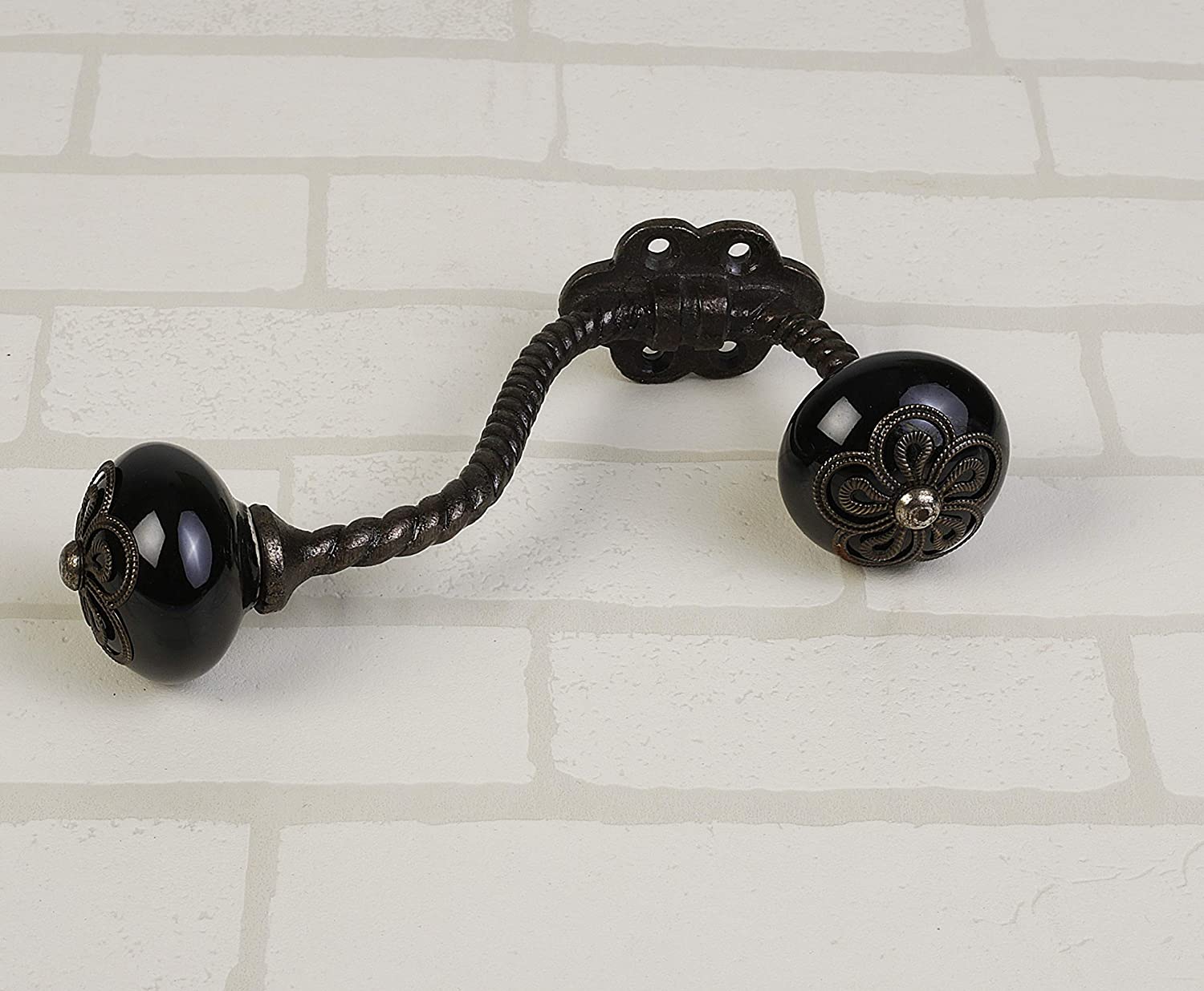 Decokrafts Black Round Ceramic Antique Wall Hooks for Hanging Clothes and Hats freeshipping - Decokrafts Store