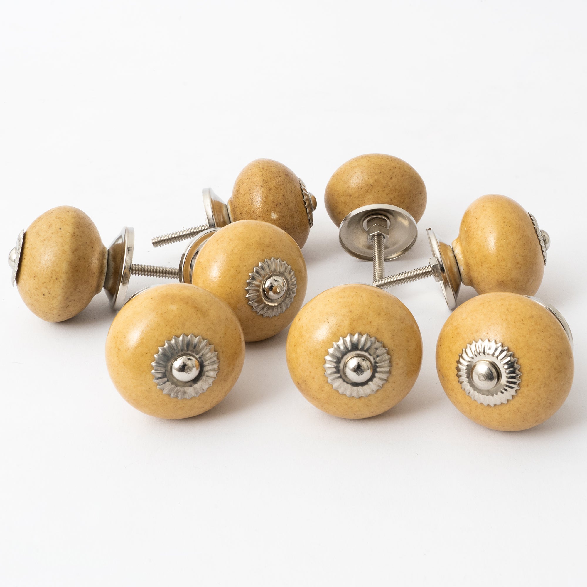 Mustard Field Round Ceramic knobs - Set Of 6