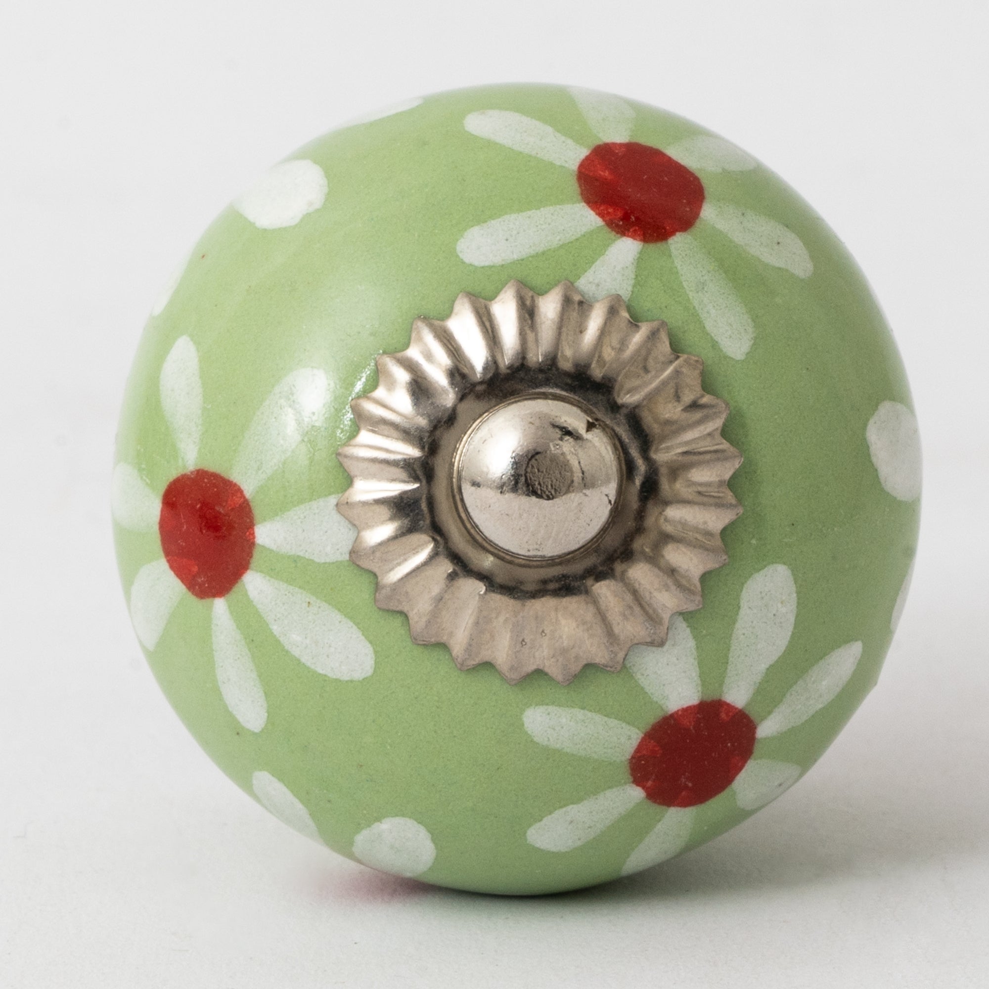 Dandlion Green Round Ceramic knobs - Set Of 6