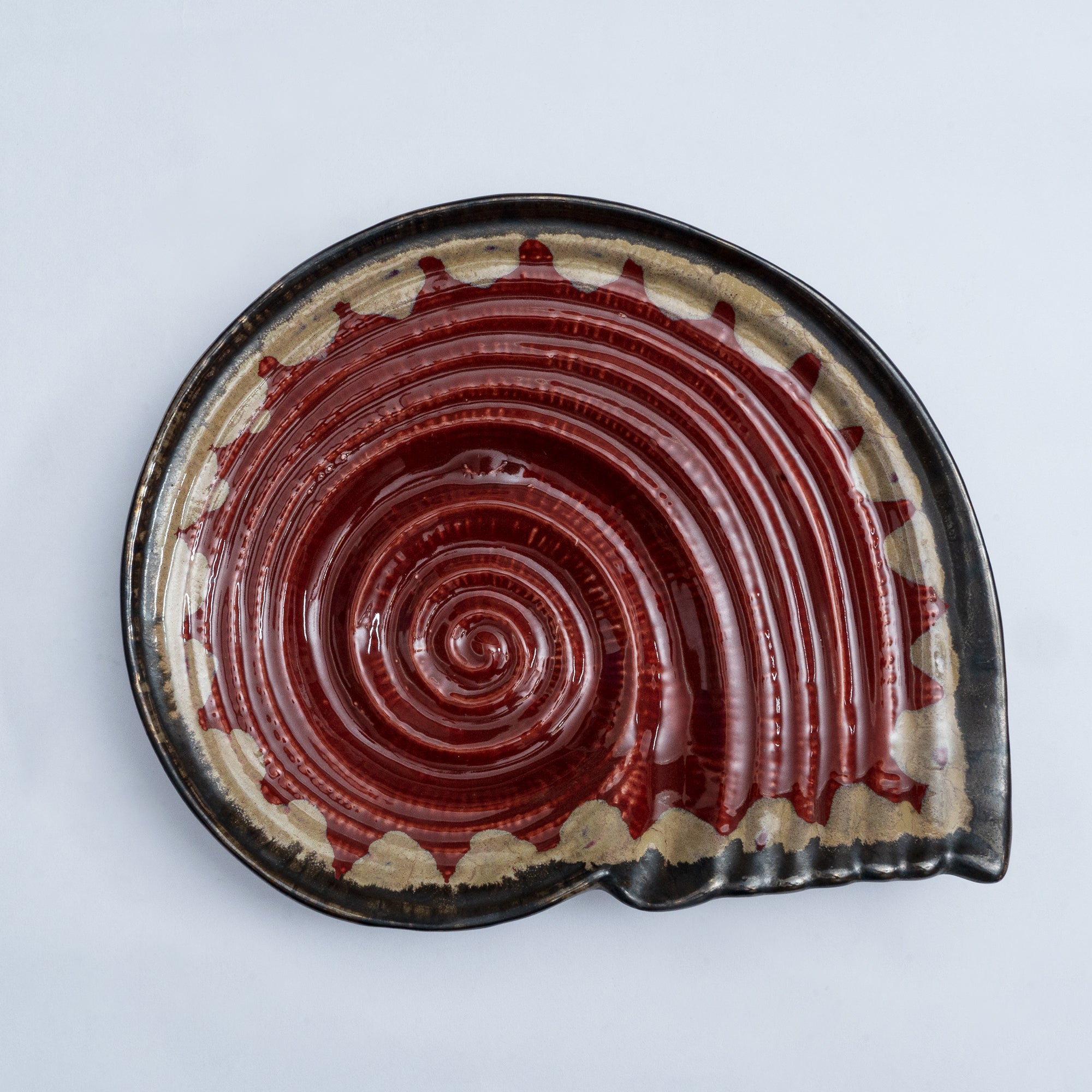 Decokrafts Red Spiral Shell Serving Shell Platter